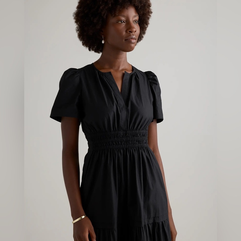 Quince 100% Organic Cotton Poplin Tiered Maxi Dress Black NWT Small - Picture 3 of 13